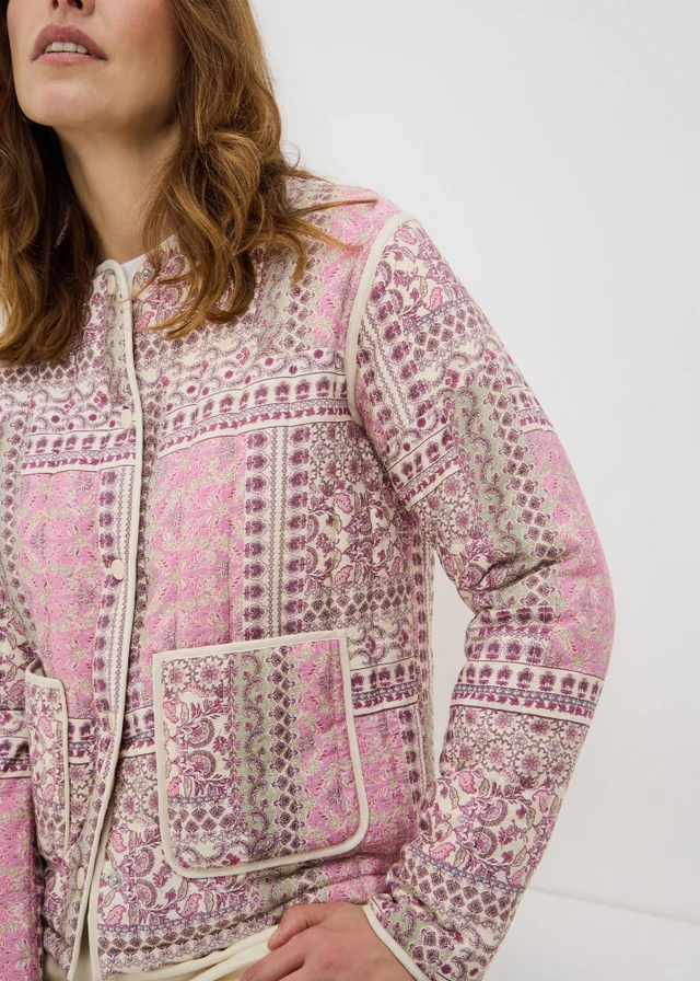 Pink Printed Quilted Jacket