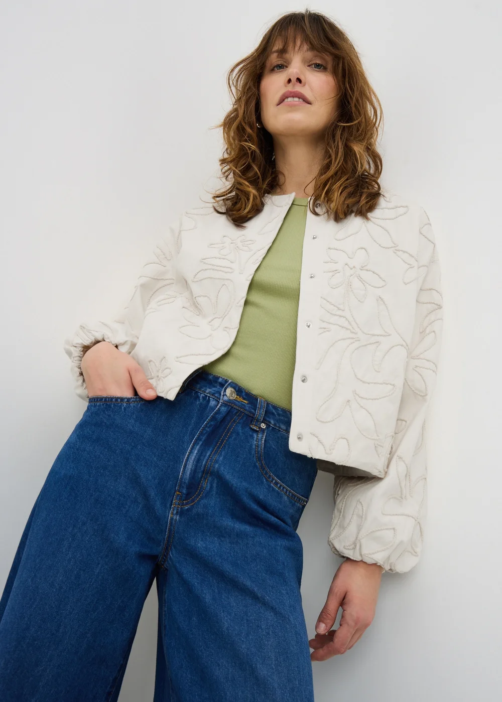 Cream Floral Bomber Jacket - 8 Image 1