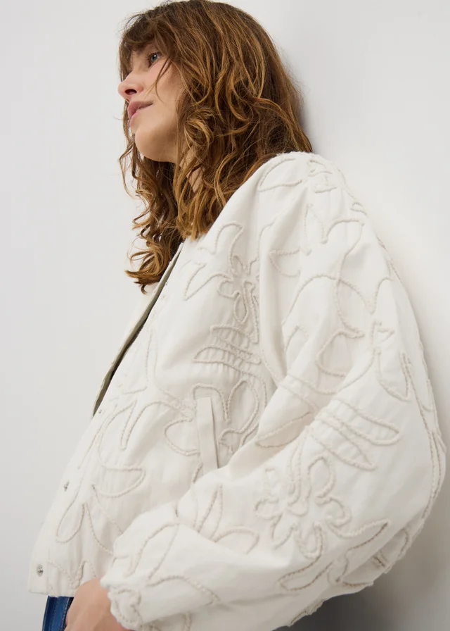 Cream Floral Bomber Jacket