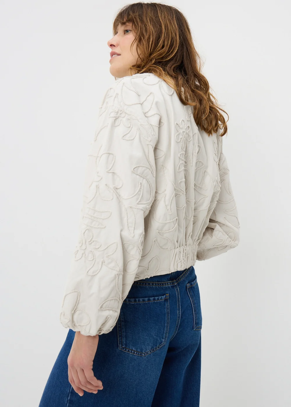 Cream Floral Bomber Jacket - 8 Image 3