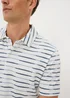 Navy Stripe Textured Polo Shirt - Small Image 2