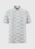 Navy Stripe Textured Polo Shirt - Small Image 4