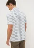 Navy Stripe Textured Polo Shirt - Small Image 3