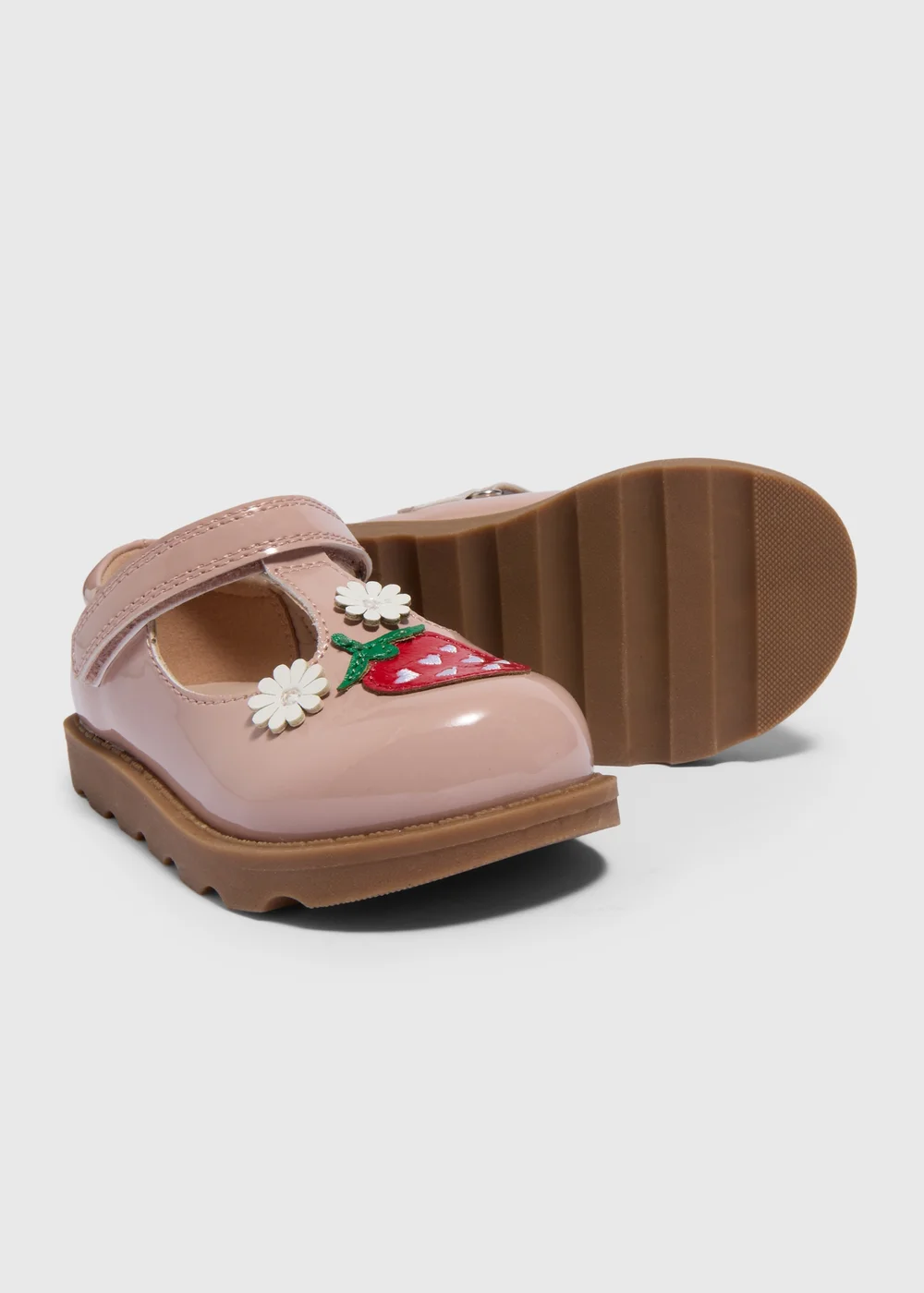 Girls Pink Strawberry T Bar Shoes (Younger 4-12) - Size 4 Infants Image 2