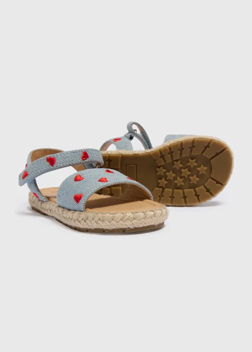 Girls Blue Heart Espadrille Sandals (Younger 4-12) - Size 4 Infants Image 2