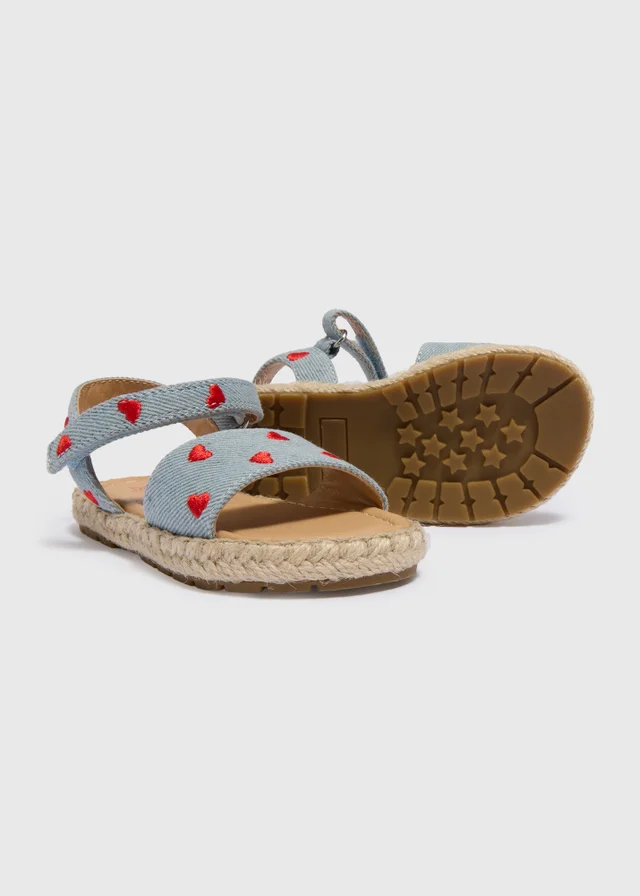 Girls Blue Heart Espadrille Sandals (Younger 4-12)