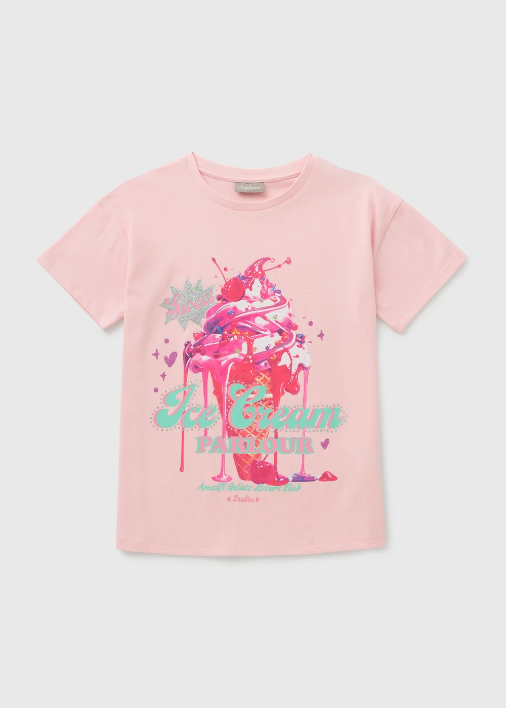 Girls Pink Ice Cream T-Shirt (7-15yrs) - Age 7 Years Image 1