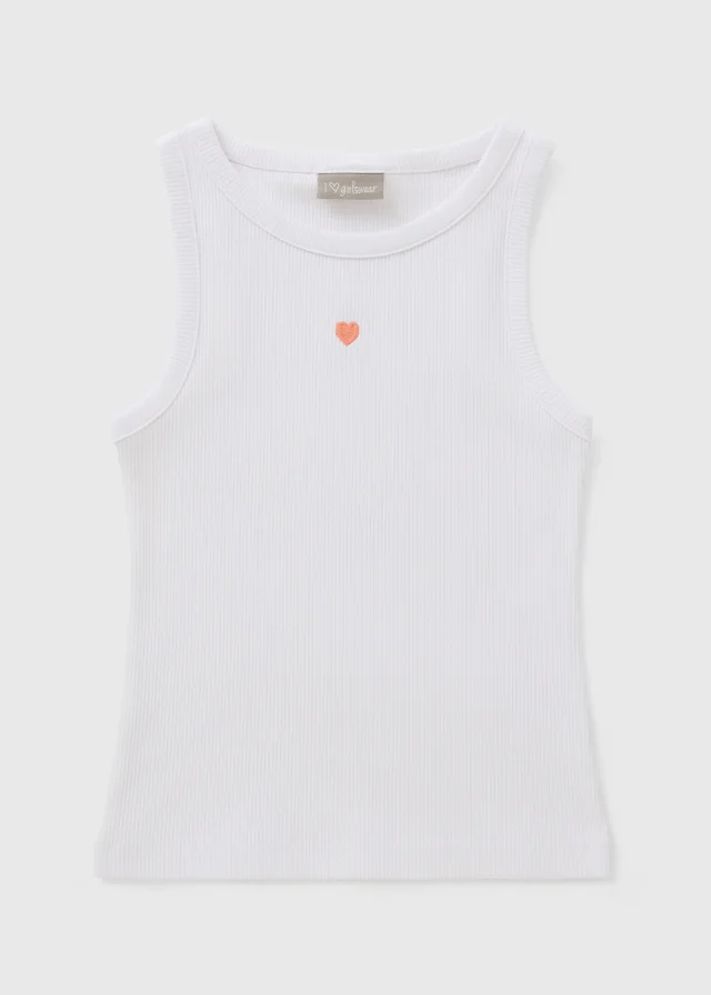 Girls White Heart Vest (7-15yrs)