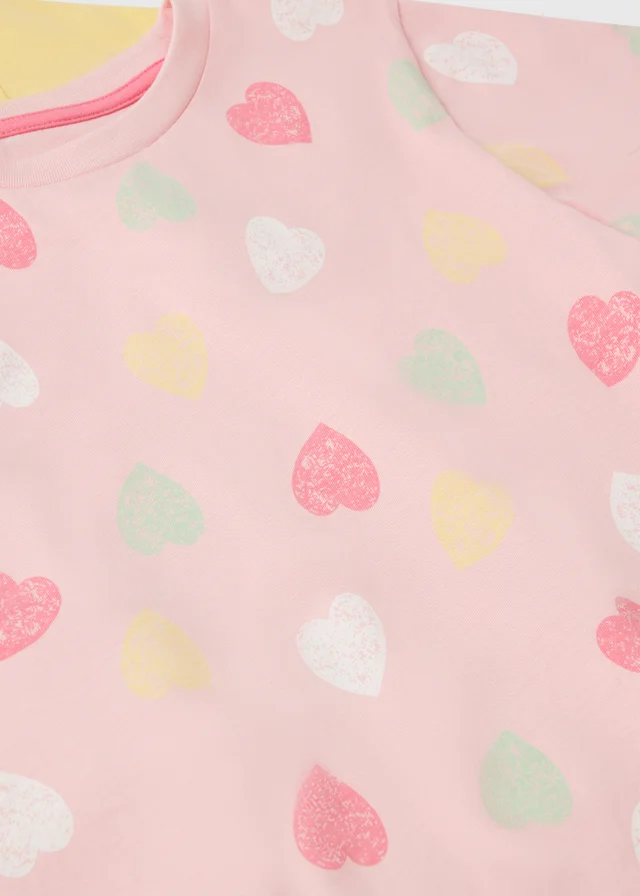 3 Pack Girls Yellow Love Short Pyjama Sets (1-7yrs)