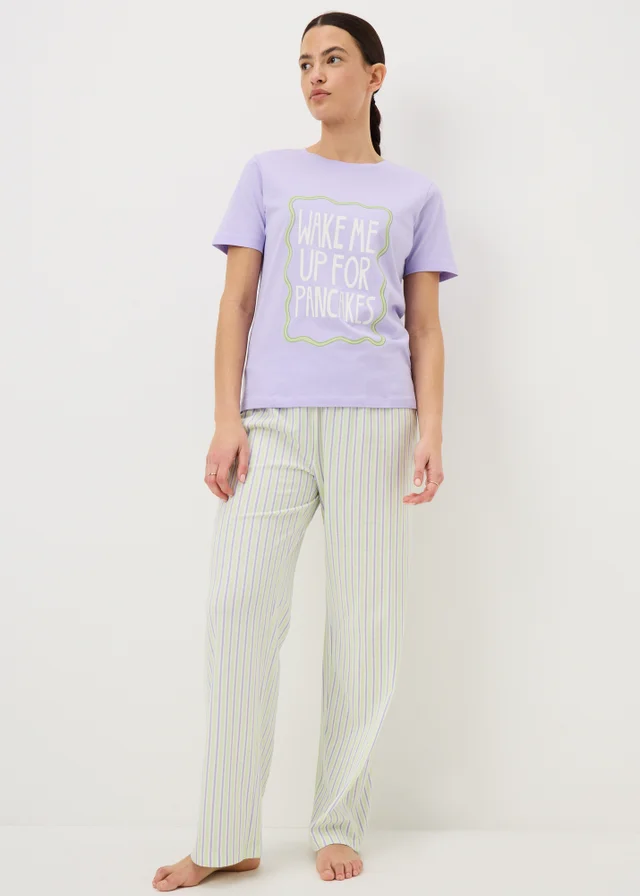 Lilac Pancakes Wide Leg Pyjama Set