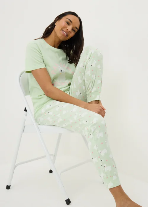 Green Westie Dog Cuffed Pyjama Set - Extra small Image 1