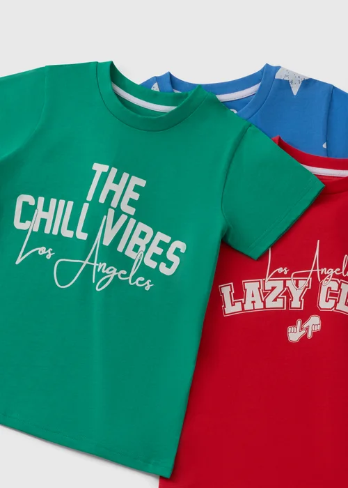 3 Pack Boys Multicolour Slogan Short Pyjama Sets (1-13yrs) - 1 to 1 half years Image 2