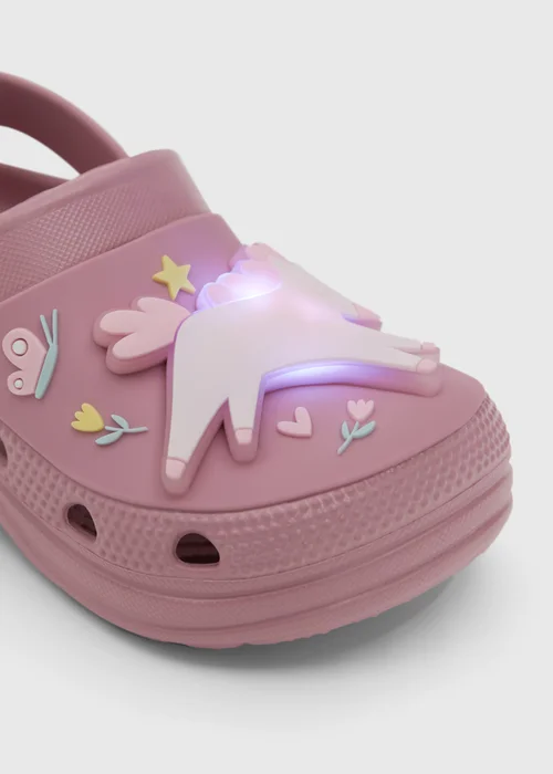 Girls Pink Unicorn Light Up Clogs (Younger 4/5-Older 12/13) - Size 4 -5 infants Image 2