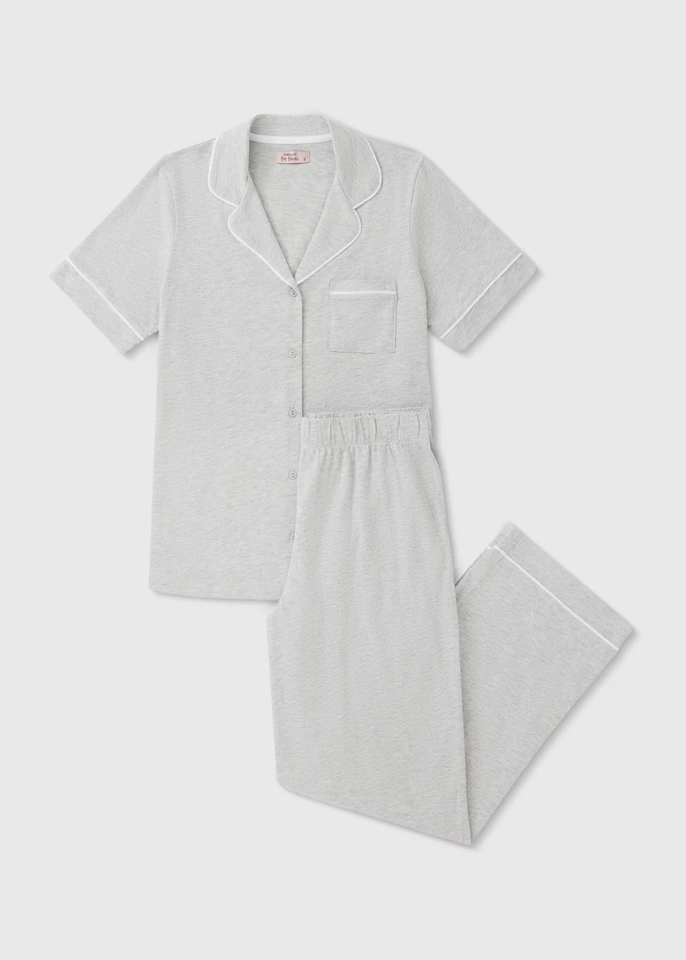 Grey Traditional Button Up Short Sleeve Pyjama Set - L Image 3