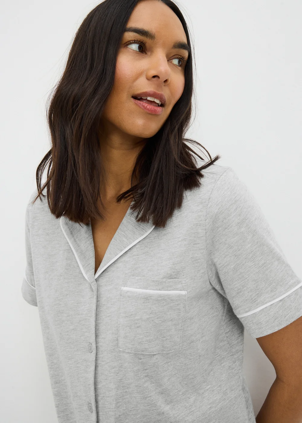 Grey Traditional Short Sleeve Pyjama Set - Extra small Image 2