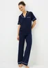 Navy Short Sleeve Traditional Pyjama Set - Extra small Image 1