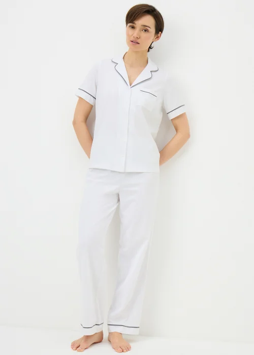 White Short Sleeve Traditional Pyjama Set - Extra small Image 1