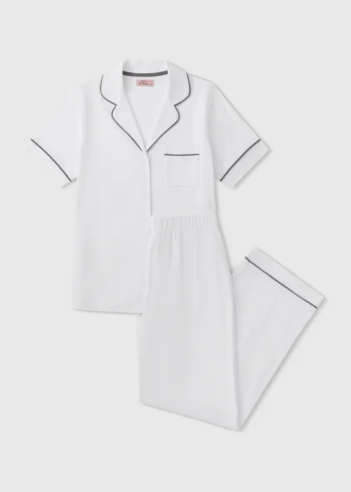 White Short Sleeve Traditional Pyjama Set - Extra small Image 3