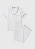 White Short Sleeve Traditional Pyjama Set - Extra small Image 3