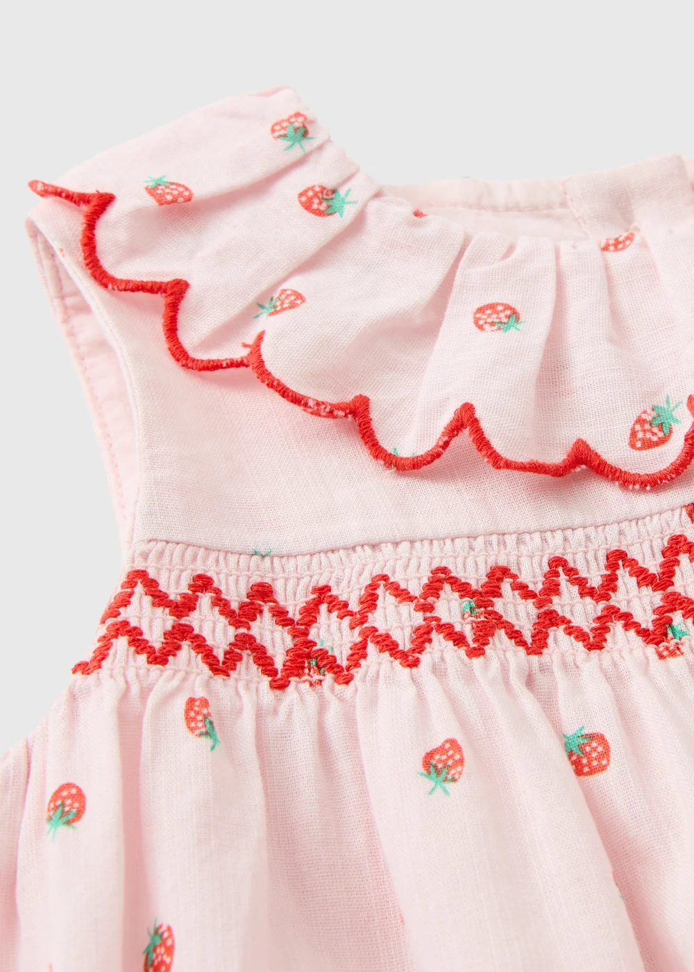 Baby Pink Strawberry Scallop Collar Dress (Newborn-23mths) - Newborn Image 2