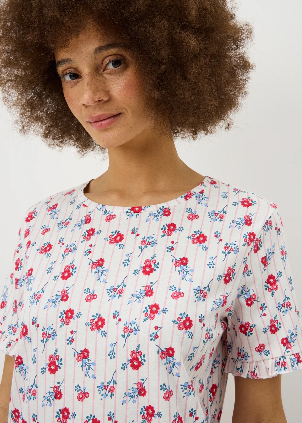 White Floral Frill Pyjama Set - Extra small Image 2