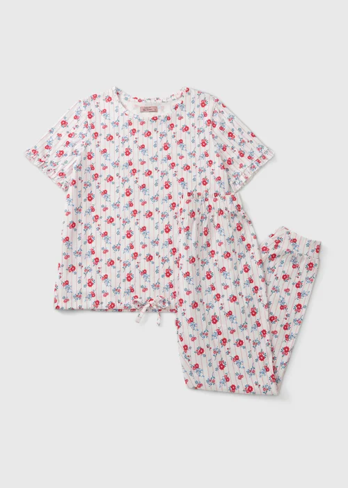 White Floral Frill Pyjama Set - Extra small Image 3