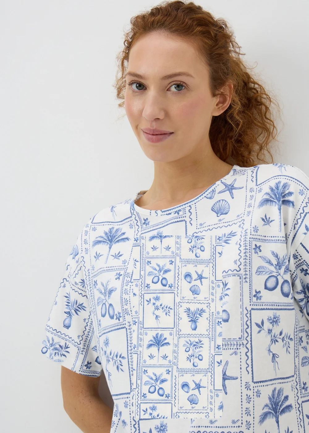 Blue Tile Print T-Shirt Nightie - Extra small Image 2