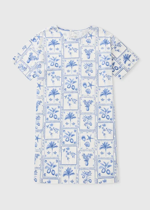 Blue Tile Print T-Shirt Nightie - Extra small Image 3