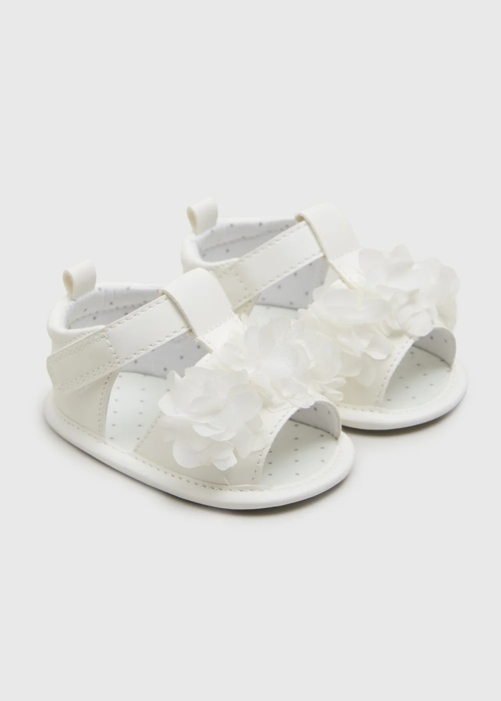 Baby White Flower Corsage Sandals (Newborn-18mths) - Age 6 - 9 Months Image 1
