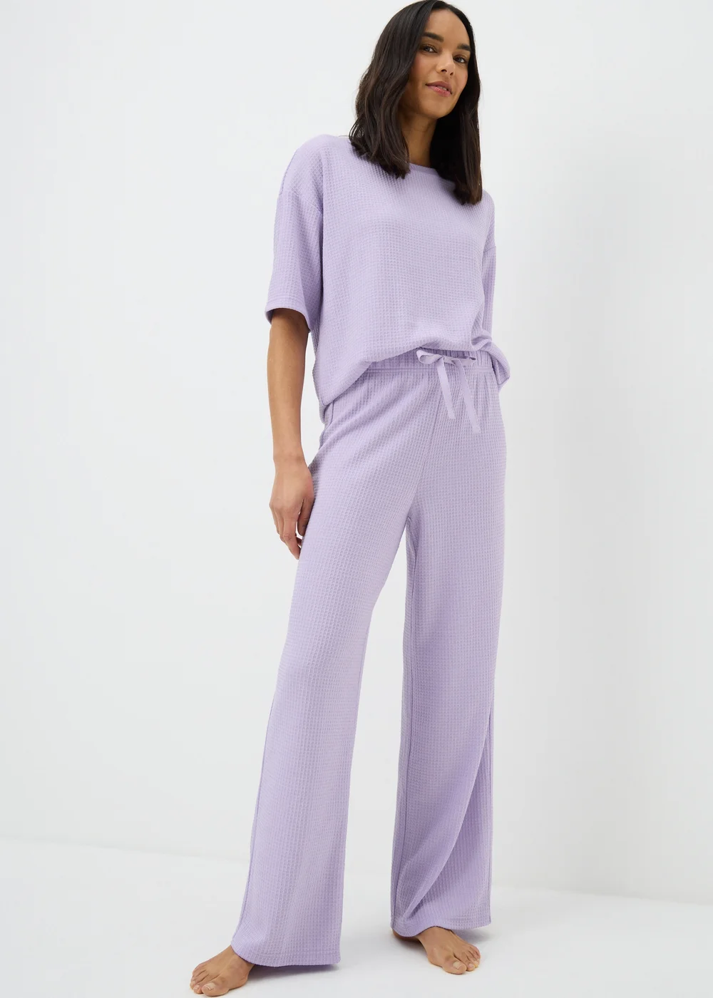 Lilac Waffle Wide Leg Pyjama Set - Extra small Image 1