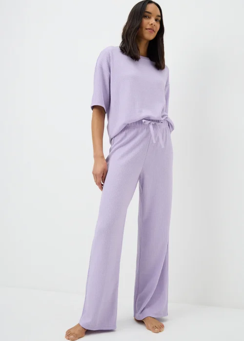 Lilac Waffle Wide Leg Pyjama Set - Extra small Image 1