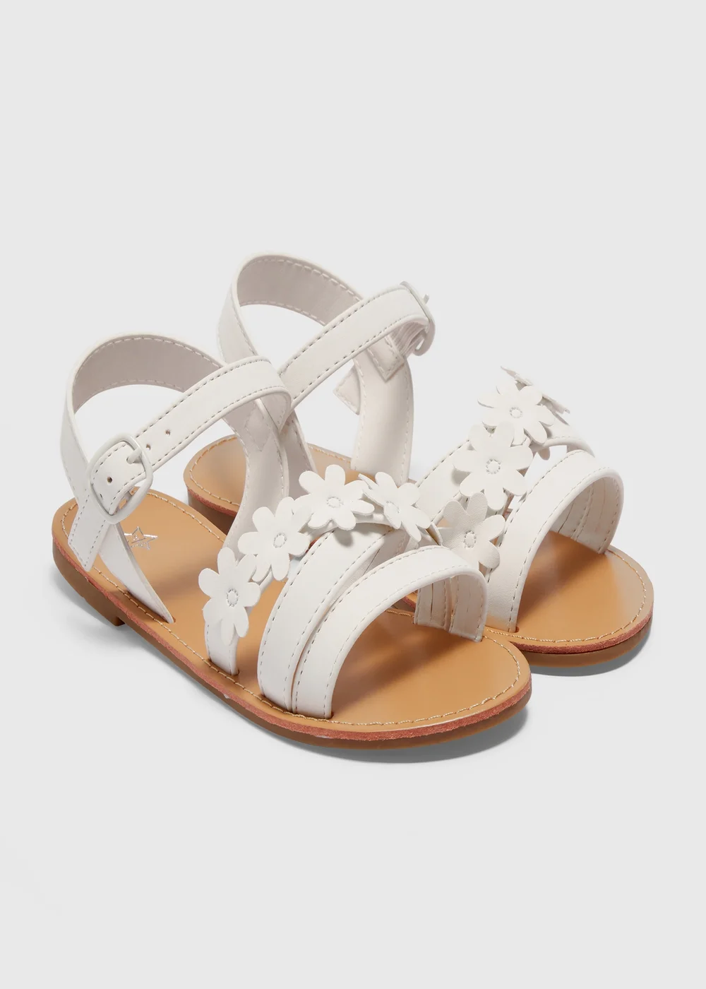 Girls White Flower Sandals (Younger 10-Older 5) - Size 10 Infants Image 1