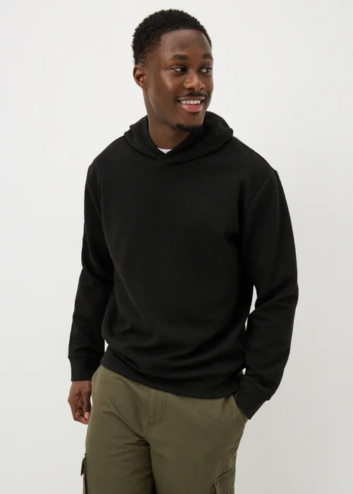 Black Textured Hoodie - Small Image 1