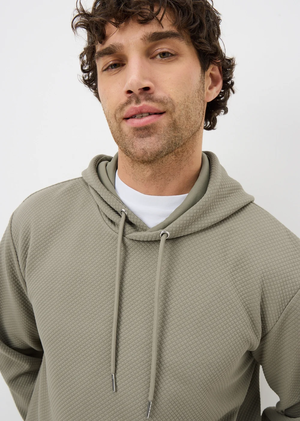 Sage Green Textured Hoodie - Small Image 2