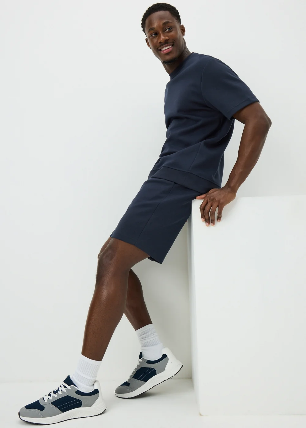 Navy Elevated Co Ord Jogging Shorts - XS Image 3