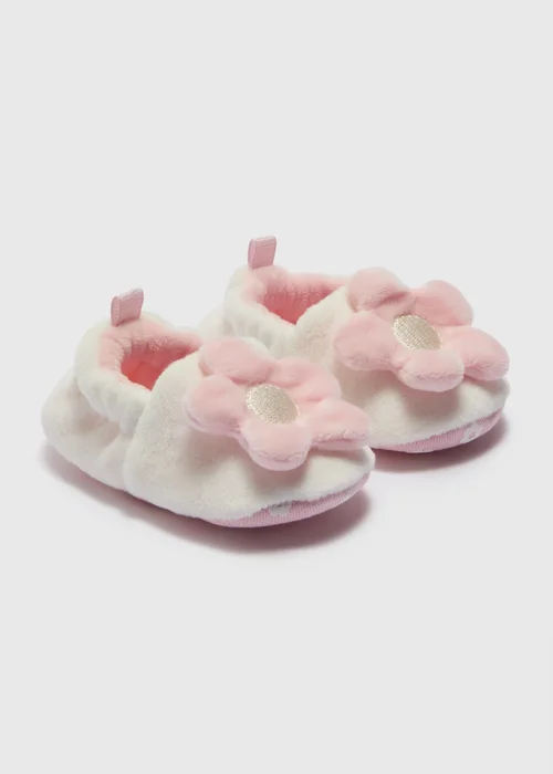 Baby Pink 3D Flower Slippers (Newborn-18mths) - Age 6 - 9 Months Image 1