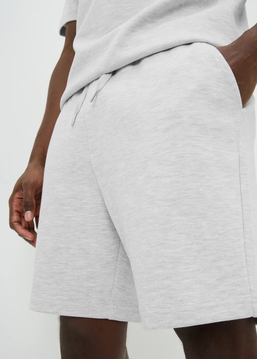 Grey Marl Elevated Co Ord Jogging Shorts - XS Image 2