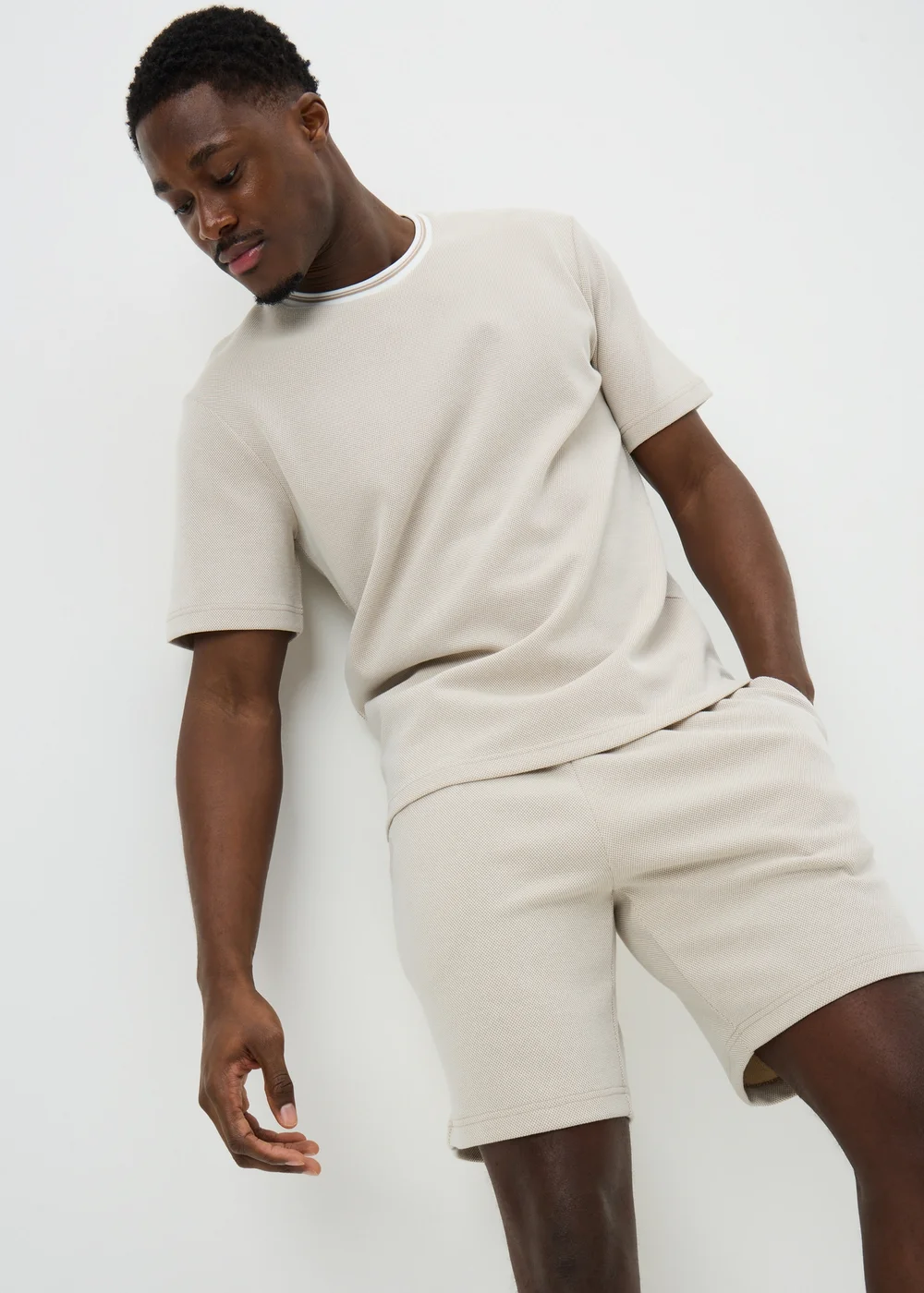 Ecru Pique Co Ord Shorts - Medium Image 1