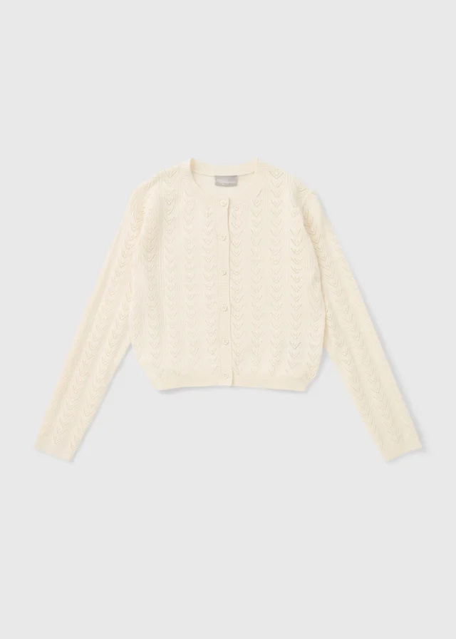 Girls White Patterned Cardigan (7-15yrs)