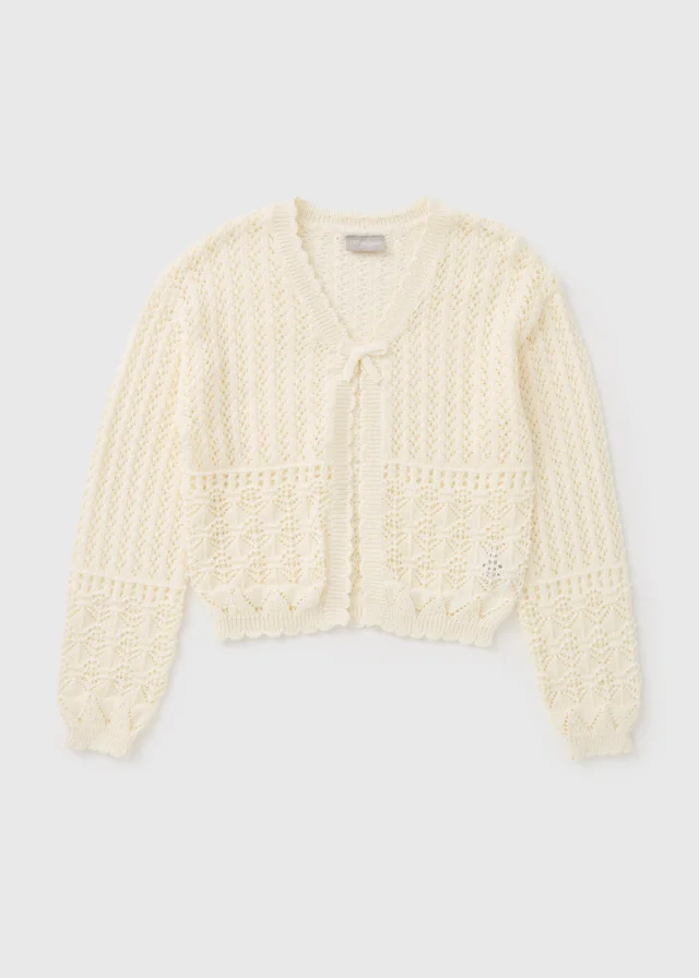 Girls Cream Crochet Cardigan (7-15 Yrs)