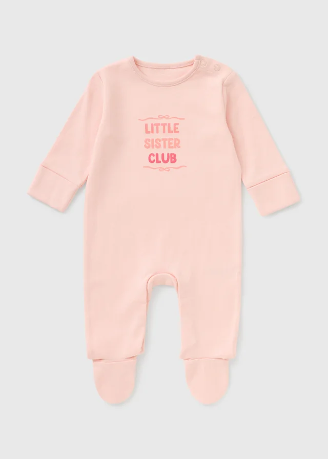 Girls Pink Little Sister Club Sleepsuit (Newborn-18mths)