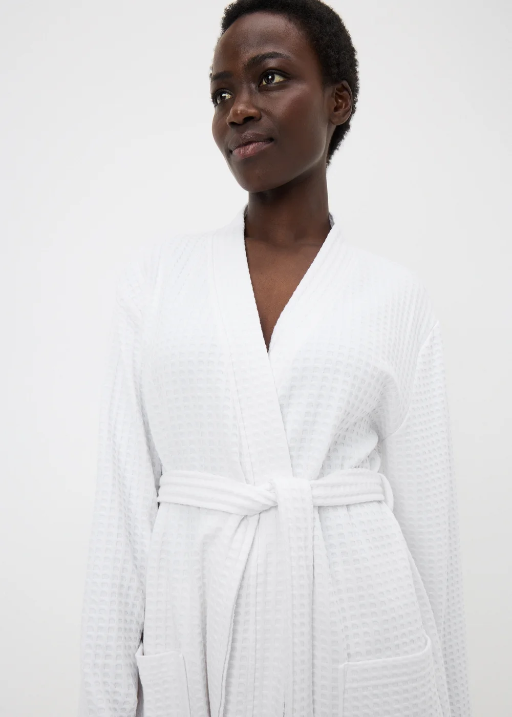 White Waffle Dressing Gown - Extra small Image 2