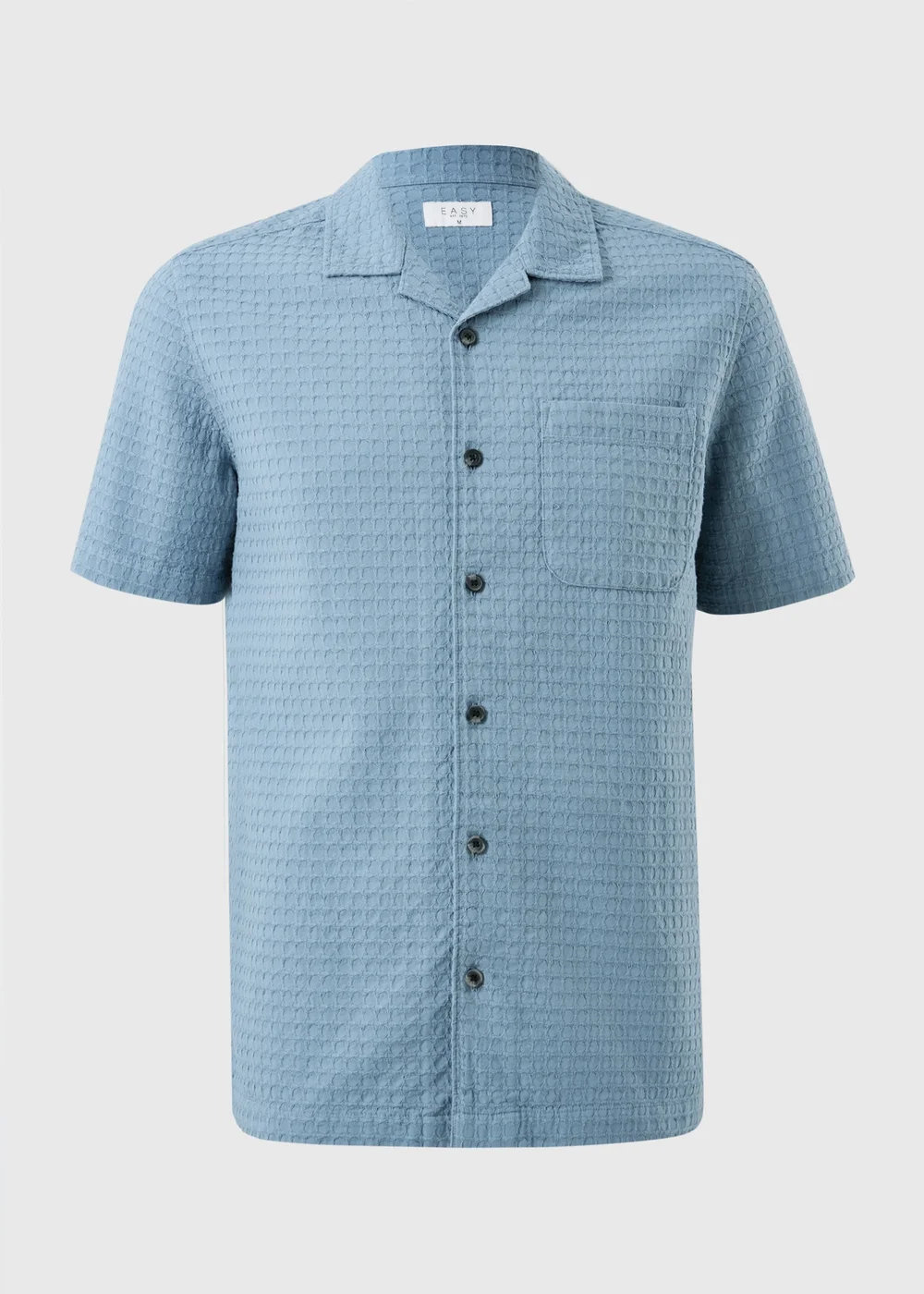 Blue Textured Revere Short Sleeve Shirt - Small Image 1