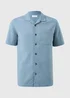 Blue Textured Revere Short Sleeve Shirt - Small Image 1