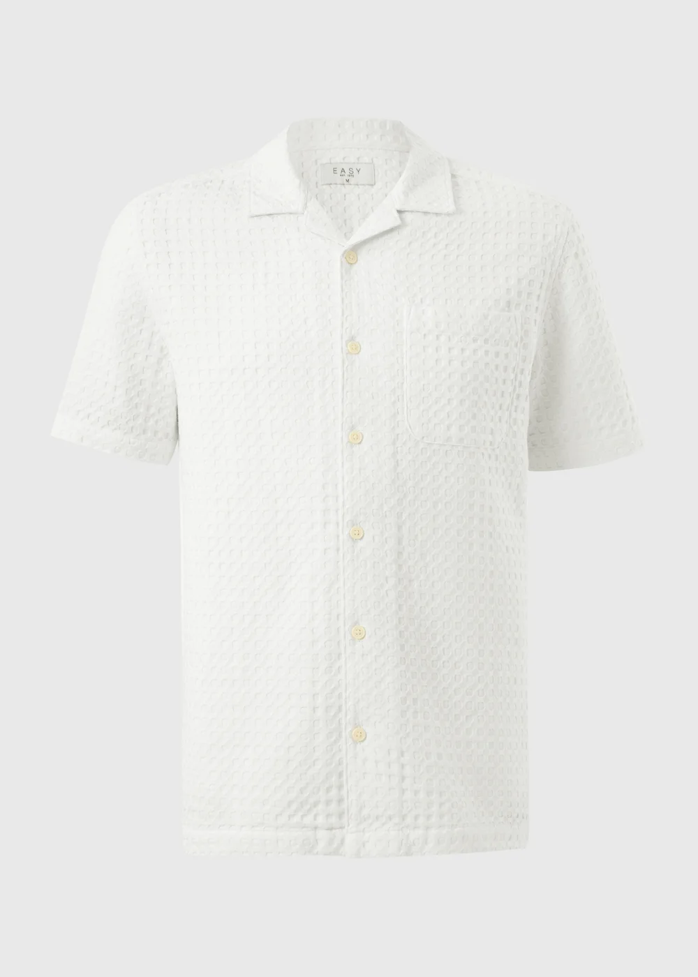 White Textured Revere Short Sleeve Shirt - Medium Image 1