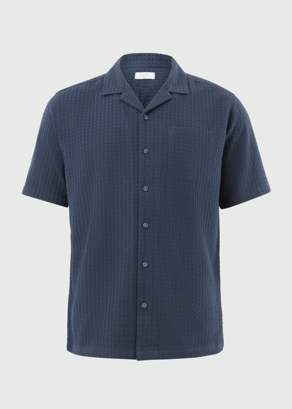 Navy Textured Short Sleeve Shirt - Small Image 4
