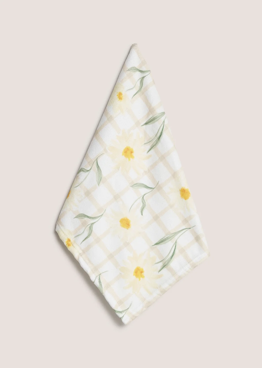 Cream Daisy Check Print Hand Towel - Hand Towel Image 1