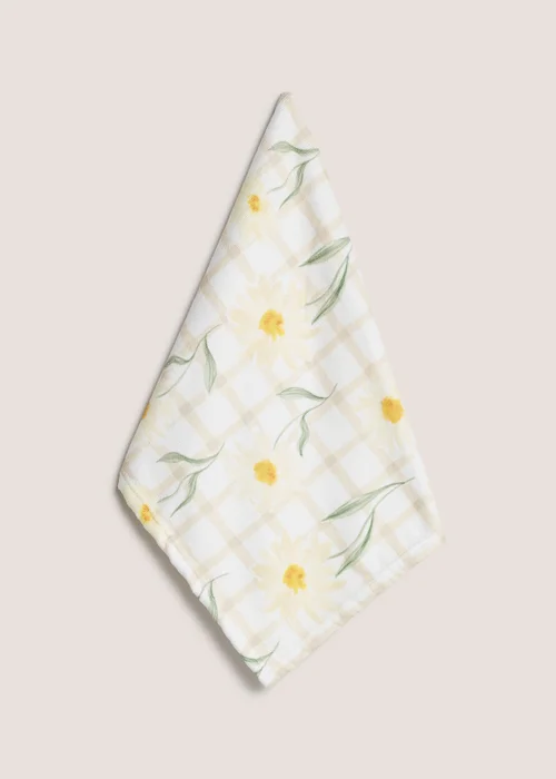 Cream Daisy Check Print Hand Towel - Hand Towel Image 1