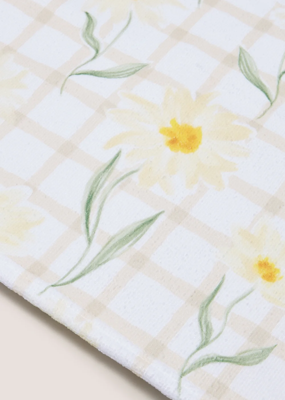 Cream Daisy Check Print Hand Towel - Hand Towel Image 2