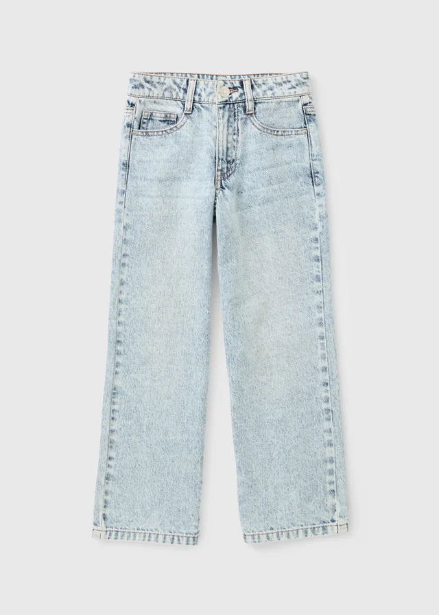 Girls Light Wash Wide Leg Jeans (7-15yrs)